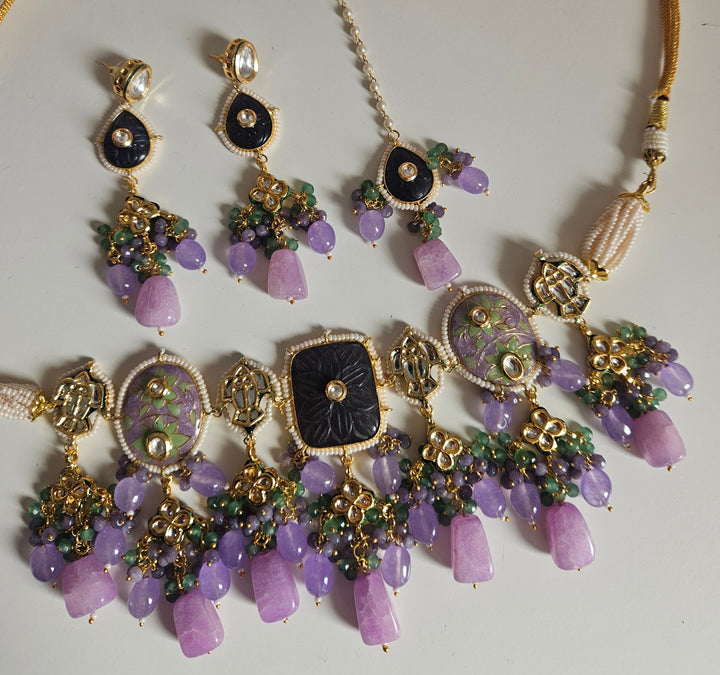 NAYLA Choker/Necklace Set- Purple/Mint